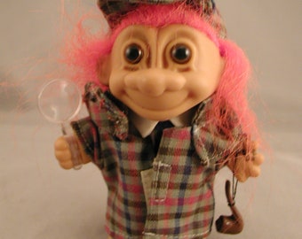 Vintage SHERLOCK HOLMES Troll by Russ 1980s  4 1/2"  vintage toy