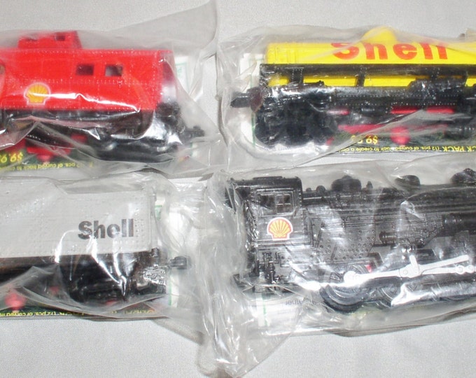 Shell Oil Train SHELL Oil Diecast Train Set 1995 Gas Station Premium Complete Set Never ...