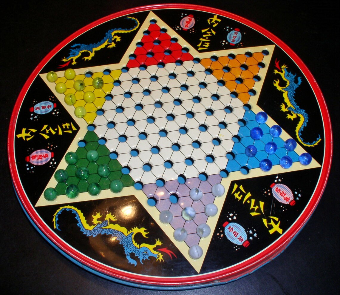 1950s Chinese Checkers & Checkerboard Tin by OHIO ART Co Etsy