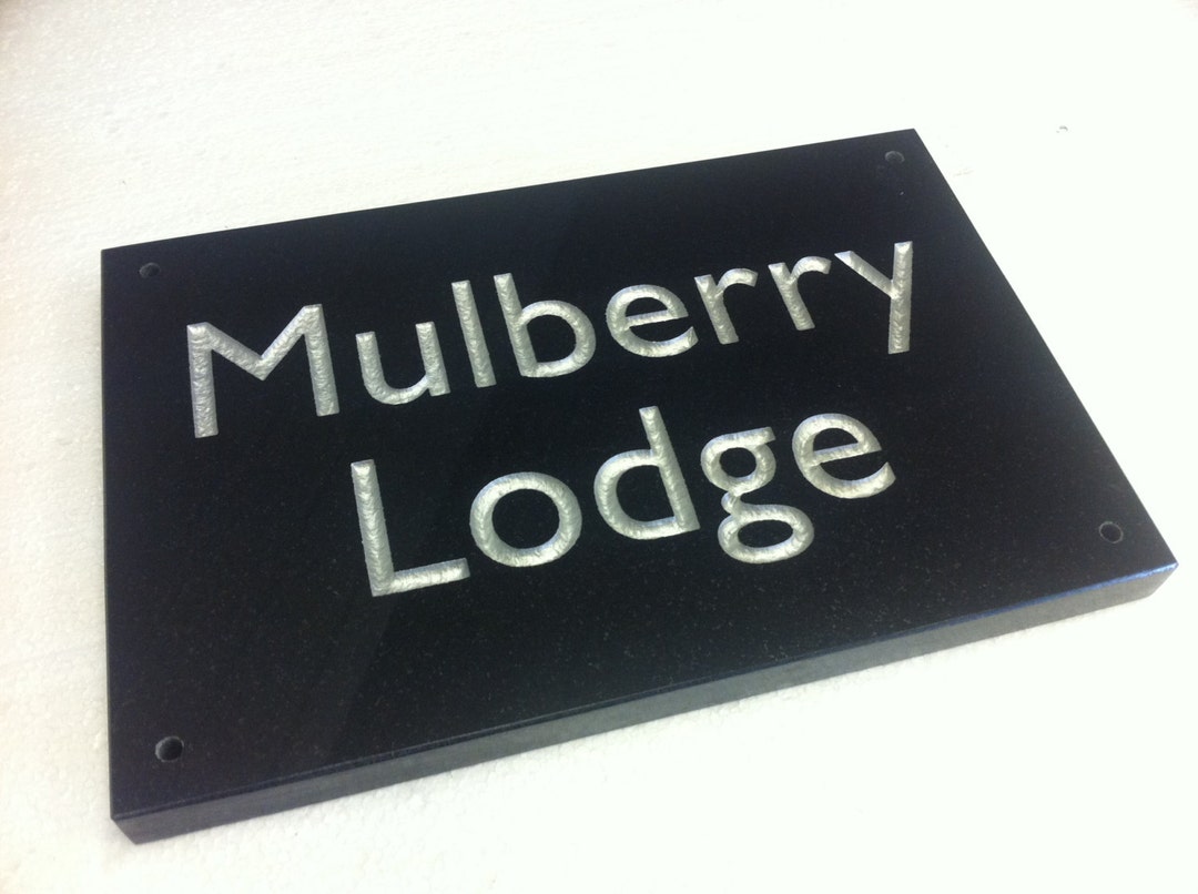 Black Granite House Sign, Deeply Engraved to Your Requirements Etsy UK