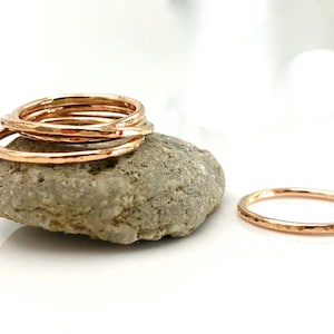 Thin Rose Gold Band -  Rose gold Stacking Ring - Rose Gold Band - Rose gold ring - Rose gold hammered ring - Rose gold textured ring