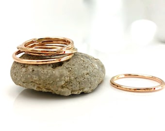 Thin Rose Gold Band -  Rose gold Stacking Ring - Rose Gold Band - Rose gold ring - Rose gold hammered ring - Rose gold textured ring