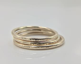 Thin Gold Band - Gold Stacking Ring - Gold Band - gold ring - gold hammered ring - gold textured ring - dainty ring - simple stack