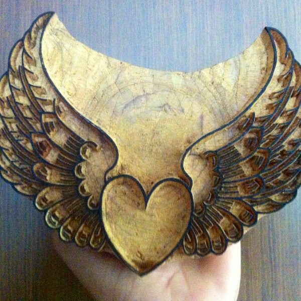 Wooden Block Printing Hand Carved Indian Wood Textile Block Printing Stamp Motif Letterpress Block Large Winged Heart