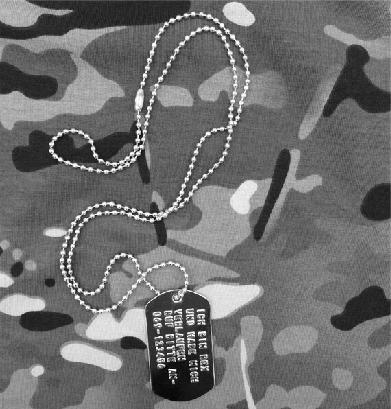 silver army dog tags