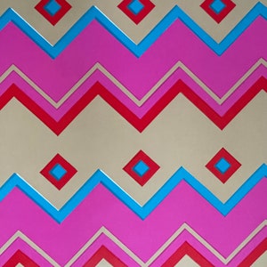 vintage MOD 60s 70s Gift Wrap Paper Barbie Pink, Blue & Red