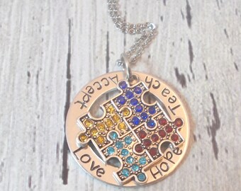 Autism Awareness Jewelry, Autism Awareness, Autism Awareness Necklace, Personalized Jewelry, Autism Jewelry, Autism Awareness Gift, Puzzle