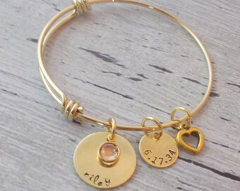 Personalized Mom Charm Bracelet Name and Birthstone Bracelet | Etsy