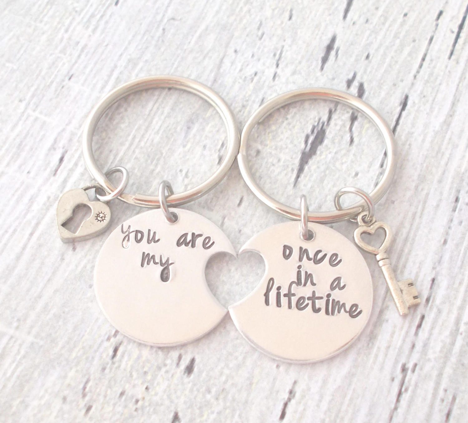 Personalized Couples Keychain Set You Are My Once In A Etsy