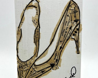 High heels - collage made with vintage sewing patterns on a canvas panel gift for fashionista high fashion art small art