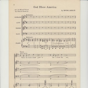 God Bless America - *digitaler Download* Vintage Notenblätter perfekt für patriotisches Scrapbooking