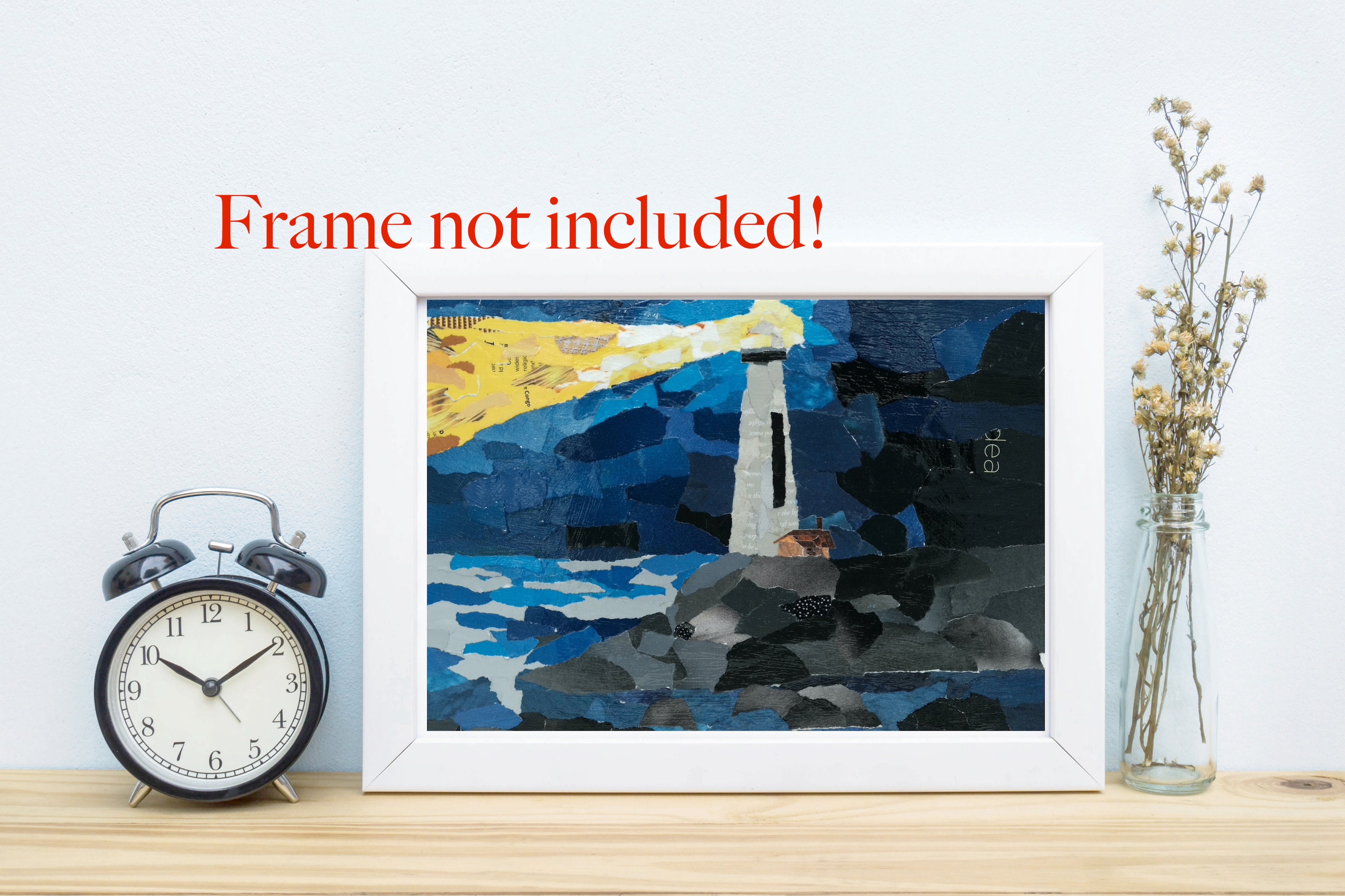 Lighthouse Seascape Collage: Torn Paper Artwork (9x12) - Etsy