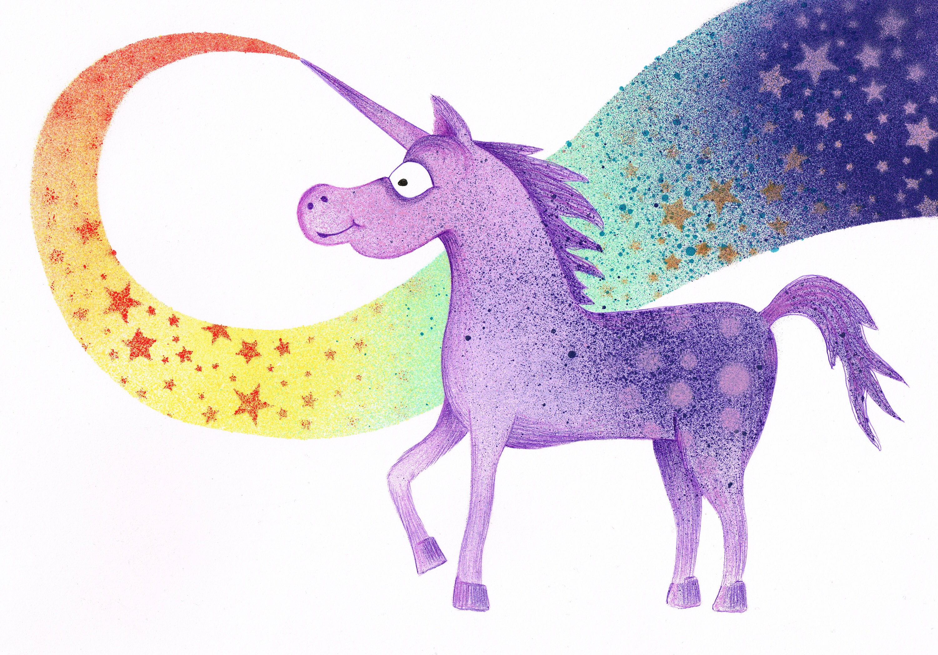 Rainbow Unicorn print A4 | Etsy