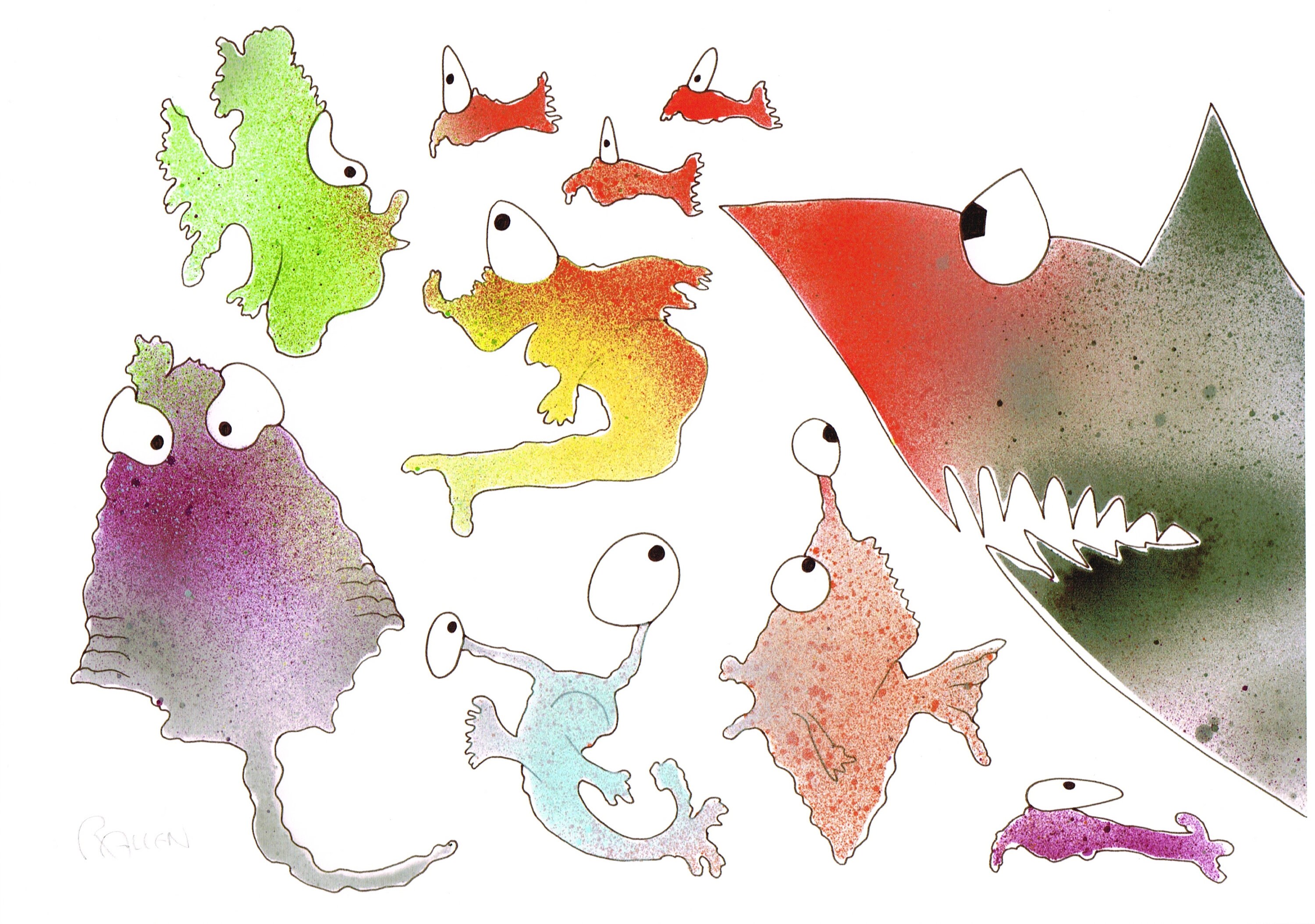 Digital print of a spray paint with pen and ink drawing Etsy