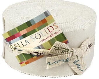 Bella Solids White Bleached Jelly Roll from Moda Fabrics