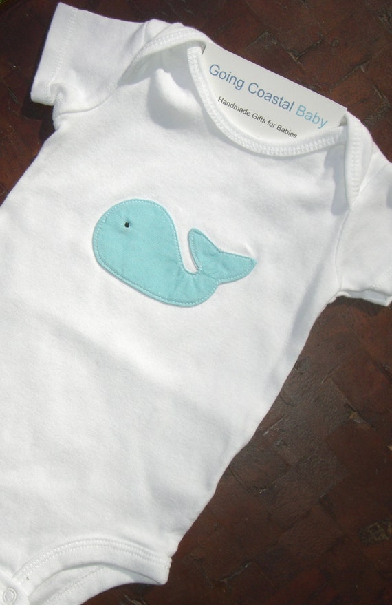 Items similar to Nautical Baby Boy Bodysuit, Whale in Sea Blue on Etsy