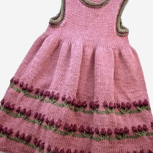 1950 Style Dress * Handknit Pink Jumper * Pink Flowered Dress * Girl&#39;s Flower Dress