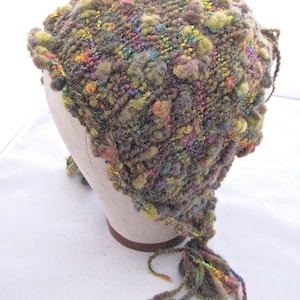 Boho Knit Bonnet * Handknit Wool Hat *Cute Winter Hat * Girl&#39;s Wool Hat * Woman&#39;s Wool Hat *Tasseled Hat
