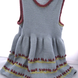 Blue Knit Dress * Vintage Style Dress * Girls Knit Dress * Floral Knit Jumper * Hand-knit dress * 1950&#39;s Style Dress