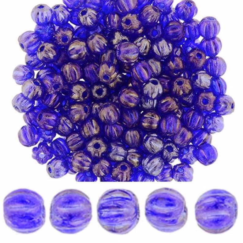 100 Metallic Amethyst Luster 3 mm Melon Beads