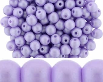 100 pcs. Beads round 3 mm Powdery - Pastel Purple