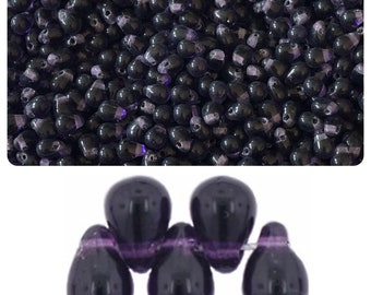 50 pcs. Drops Mini 4 x 6 mm Tanzanite transparent Side Drill Tear Drop col. 20510 Elf Dolls Elf Tiara Mini Drops