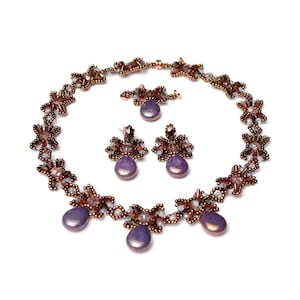 PDF Instructions Set Necklace and Earrings &quot;Chantal&quot; beading pattern beaded necklace tutorial