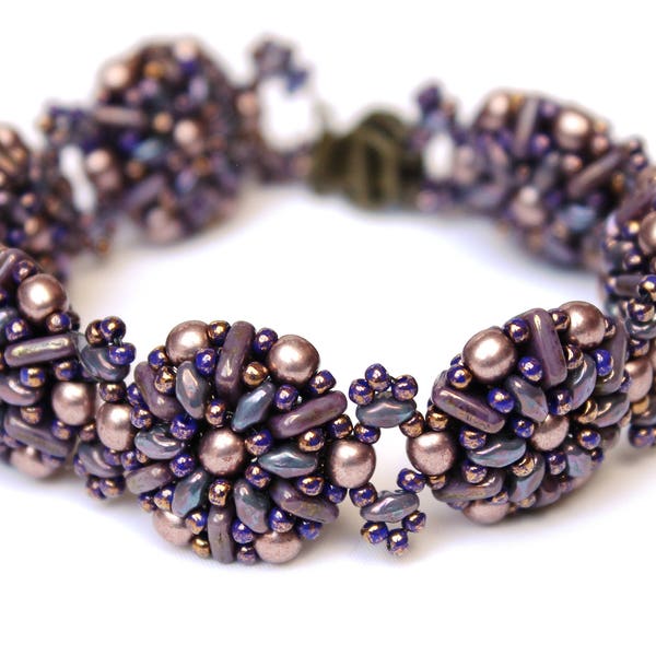 DIY Kit Creative Set Bracelet "Montpensier" in purple-bronze + Instructions beading tutorial bracelet
