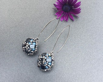 Earrings ball costume Oktoberfest dirndl black blue costume jewelry bridal jewelry bridesmaid gift folk festival wedding bride Swarovski