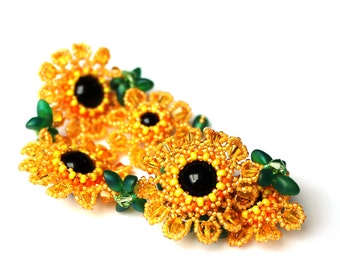 PDF Instructions Bracelet "Marigold" Beading Calendula Almond Blossoms Beading Tutorial eBook "Blossoming Almond" beaded necklace pattern