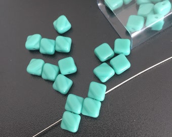 100 Pcs. SILKY Beads DIA 6 x 6 mm opaque turquoise