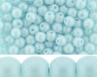 100 pcs pearls round 3 mm powdery - Pastel Turquoise
