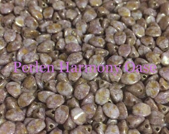 100 pcs. White Alabaster, White Bronze Fusion Pinch-Bead 5 x 3 mm