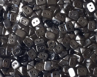 50 Pcs TRIOS Beads 6 x 4 mm Two Hole Beads JET HEMATITE