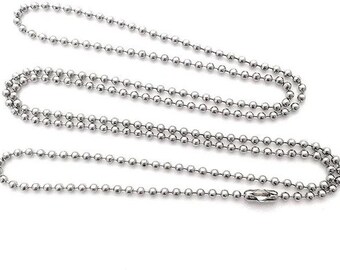 1 pcs. Classic simple stainless steel men's ball chain chains, stainless steel color, size: approx. 1.5 mm wide, 79 cm long, ball chain pearl necklace