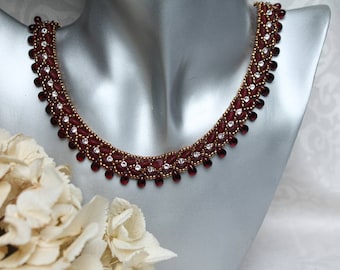 PDF Tutorial Necklace ''June'' Beading Tutorial Necklace with pinch beads beaded necklace pattern bead threads