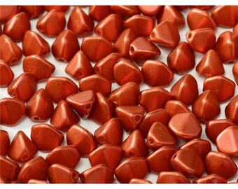 Pack of 100 Lava Red Pinch Beads 5 x 3 mm