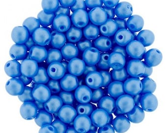 100 pcs. Beads round 4 mm Powdery - Lt Blue