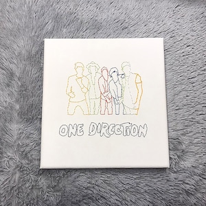 Modello PDF ricamo modello One Direction One Line Immagine esterna Fai da te Facile Canvas Biglietto d'auguri Regalo T-shirt Felpa Maglione