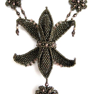 Printed instructions &quot;Fleur de Lis&quot; DIN A4 peyote seed bead tutorials beading pattern beaded necklace tutorial