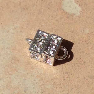 1 pcs cubo chiusura magnetica con strass 19 x 9 x 9 in argento antico cristallo cristallo cristallo cubo callasp clasp chiusura cubo