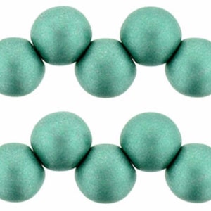 50 Pcs Beads Top Hole Round 6 mm Satin Metallic Teal