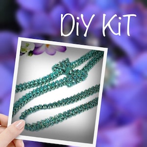 DIY Kit Lariat Necklace &quot;Andrea&quot; (No. 1) Creative Set Traditional Jewelry Boho Bow Long Necklace Do-It-Yourself Jewelry Party