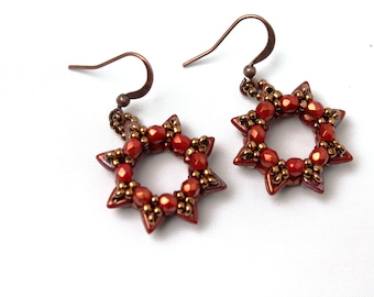 PDF Instructions Pendant Earrings "Starburst" English beading tutorial pattern