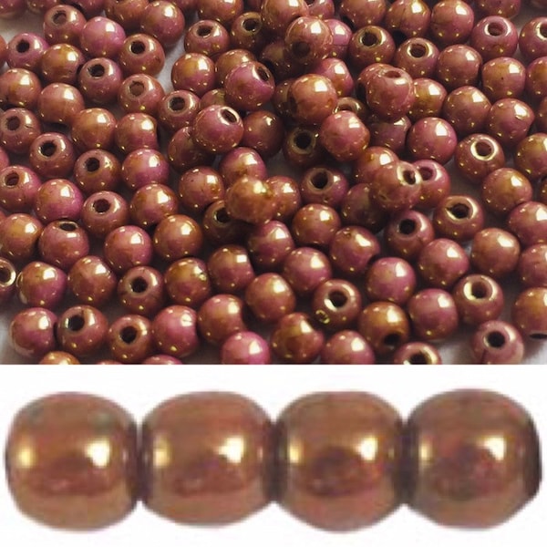 100 St. Perlen rund 3 mm Luster - Opaque Rose/Gold Topaz
