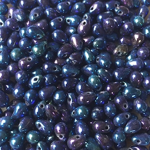 50 pz Tear Drop Mini 4 x 6 mm Iris Blue Side Drill Tear Drop col. 21435JT Elfo Bambola Elfo Tiara Mini Goccia