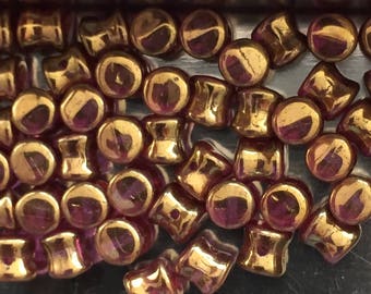 100 St. Pellet Beads : Gold-Lustered Transparent Pink