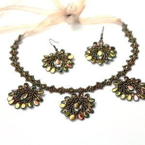 PDF Tutorial Spring Dew Necklace and Earrings beading pattern beaded necklace tutorial