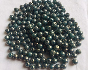 100 pcs beads round 3 mm Luster Gold Topaz - Turquoise