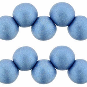 50 Pcs Top Hole Round 6mm Satin Metallic Azure